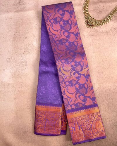 Budget Semi Bridal Saree | Dusky Lavender | Purple - Adharsh Silks