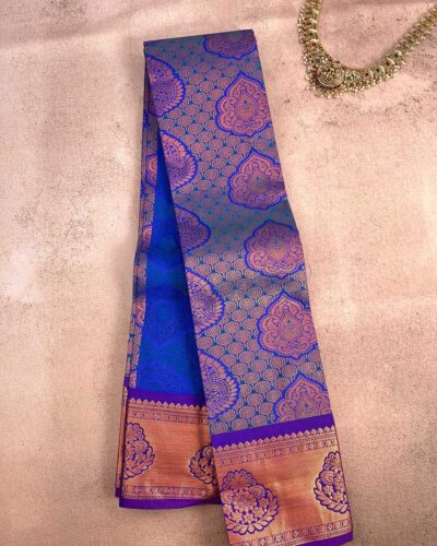 Budget Semi Bridal Saree | Blue | Maroon - Adharsh Silks