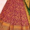 Budget Semi Bridal Saree | Dark Magenta | Dark Green - Adharsh Silks