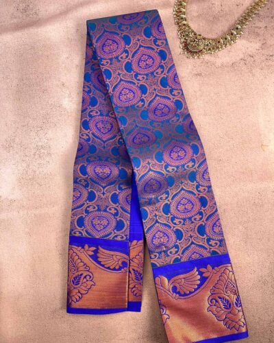 Budget Semi Bridal Saree | Peacock Blue | Royal Blue - Adharsh Silks