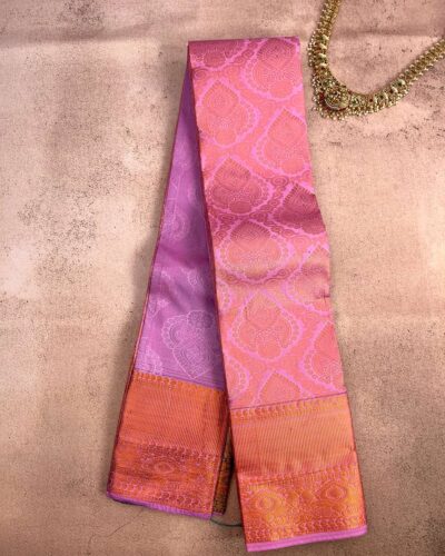 Budget Semi Bridal Saree | Pink | Dark Teal - Adharsh Silks
