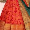 Budget Semi Bridal Saree | RED | Teal Green - Adharsh Silks