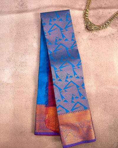 Budget Semi Bridal Saree | Blue | Maroon - Adharsh Silks