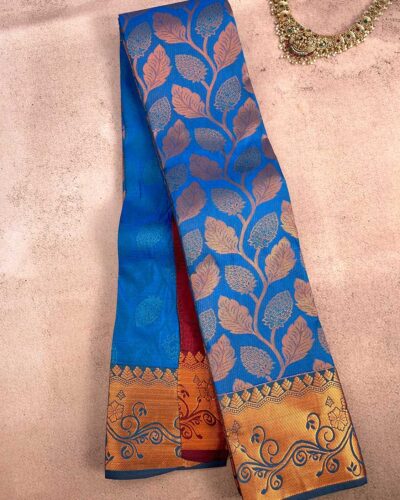 Budget Semi Bridal Saree | Blue | Maroon - Adharsh Silks