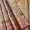 Avira - Semi Tissue Bridal Saree - Ash Grey - Maroon - open drape
