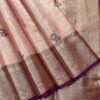 Avira - Semi Tissue Bridal Saree - Blush Pink - Wine - open drape