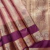 Avira - Semi Tissue Bridal Saree with Rettapet Border - Rose Pink - Wine - open drape