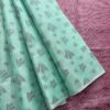 Borderless Tissue Kota Saree - Aqua Mint - Onion Pink - open drape