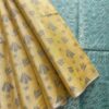 Borderless Tissue Kota Saree - Mustard Yellow - Teal Green - open drape
