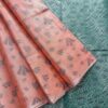 Borderless Tissue Kota Saree - Peach - Teal Green - open drape