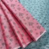Borderless Tissue Kota Saree - Rose Pink - Steel Blue - open drape