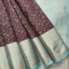 Floriva - Semi Kanchi Brocade Bridal Saree - Wine - Sky Blue - open drape