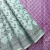 Self Border Tissue Kota Saree - Pastel Mint - Purple - open drape