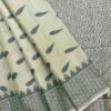 Self Border Tissue Kota Saree - Pastel Sage - Ash Grey - open drape