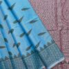 Self Border Tissue Kota Saree - Sky Blue - Onion Pink - open drape